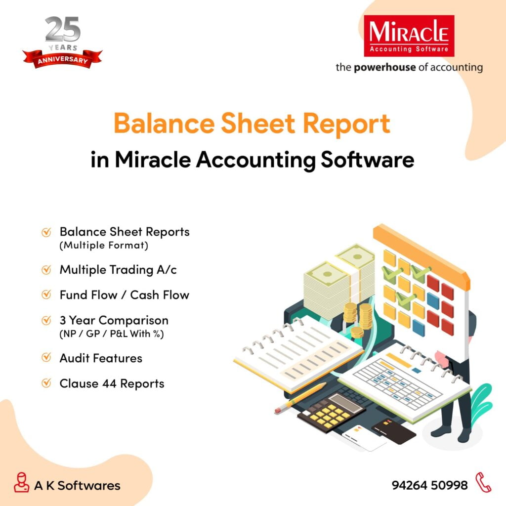Balance Sheet Report in Miracle Accounting Software